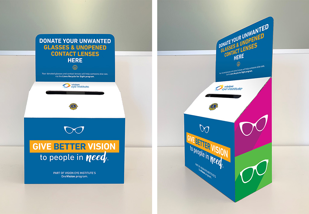 Design concept images of box to collect unwanted glasses