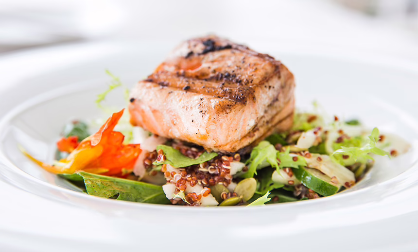 baked salmon + salad