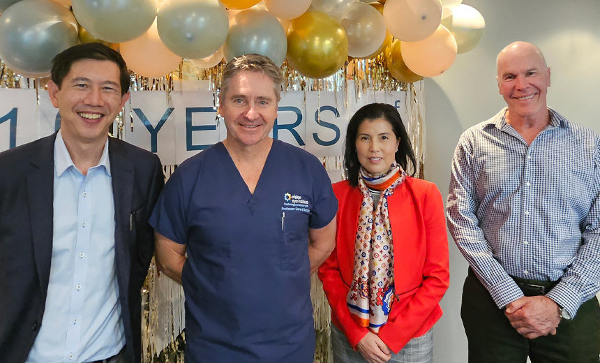 Prof Colin Chan, Prof Gerard Sutton, Dr Tess Huynh and A/Prof Michael Lawless at SMILE's 10th birthday party.