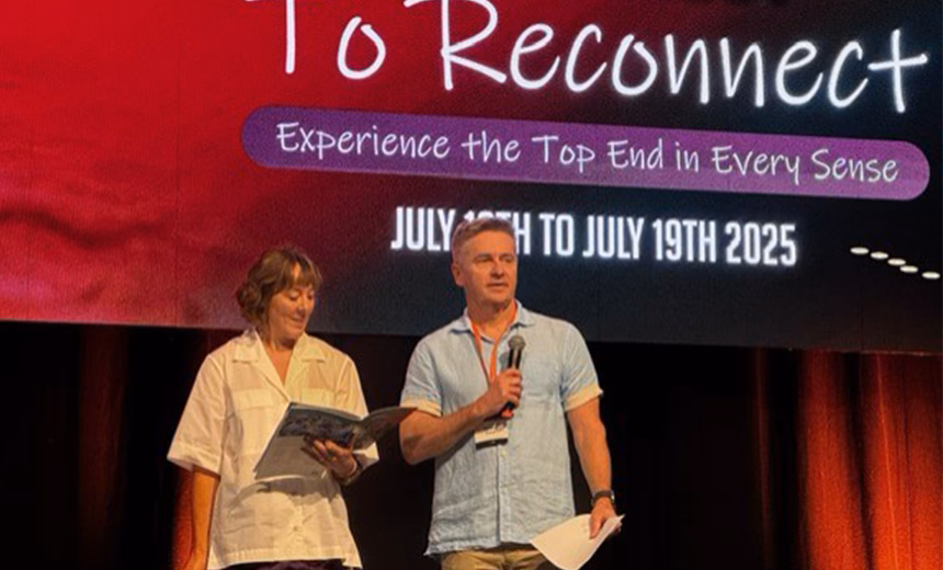 Dr Jacqueline Beltz and Prof Gerard Sutton co-hosting the 2025 Australasian Society of Cataract and Refractive Surgeons (AUSCRS) conference in Darwin, Australia.