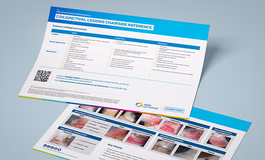 Mock-up image of the conjunctival lesions chairside reference guide.