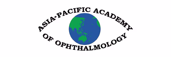 Asia Pacific Academy of Ophthalmology – logo. The text curves over and below a graphic of the earth, shaped like an eye