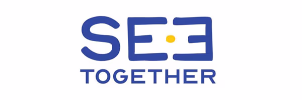 SEE TOGETHER logo, blue typographic