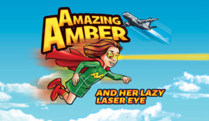 Cartoon illustration of superhero Amazing Amber