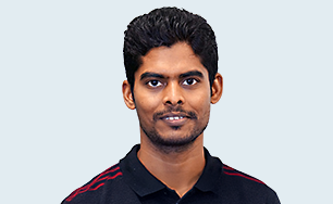 Headshot of clinical optometrist Sekar Ulaganathan; in black polo t-shirt